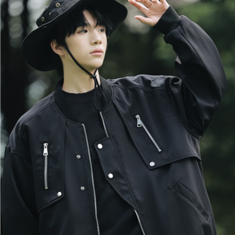 Traje de béisbol de diseño de nicho americano retro para hombres primavera y otoño nuevo estilo suelto calle alta vibe chaqueta de traje de vuelo chaqueta