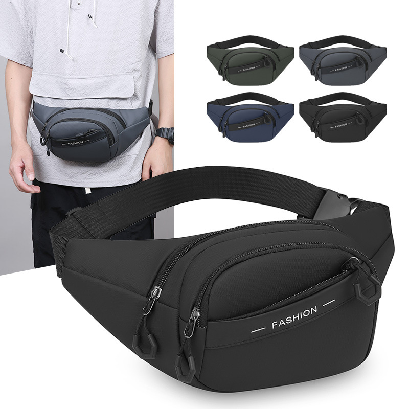 Bolsa de cintura deportiva multicapa para negocios, bolsa de caja, bolsa de pecho de hombre al aire libre de gran capacidad, bolsa de hombro portátil de viaje.