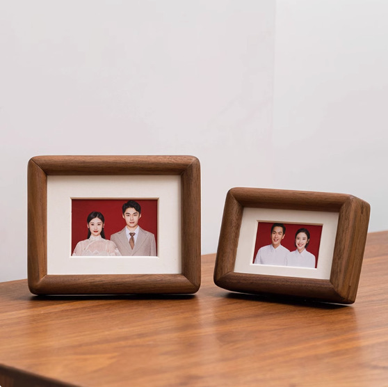 Photo Frame Display Stand Small Card Mini 3 Inch Solid Wood diy Send Couple Valentine's Day Photo Refrigerator Sticker