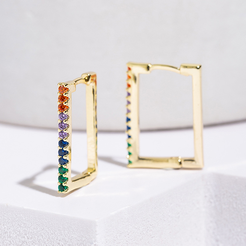 Plating Design 1 Pair Casual Elegant Geometric Plating Copper Zircon Hoop Earrings