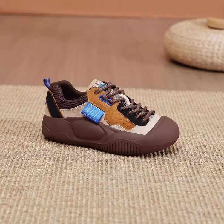 PLOVER primavera y otoño zapatos de mujer 2024 nuevos zapatos de color de la marea de la cabeza grande, feos, lindos, cordones casuales zapatos de mujer versátiles