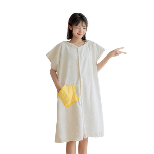 New multifunctional wearable cape one-piece hooded bath skirt bathrobe bathrobe home swimming coral velvet hooded skirt