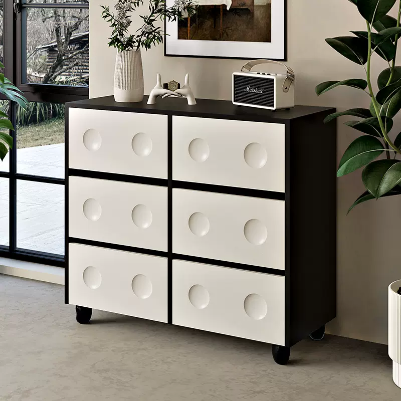 欧韵 鹅卵石斗柜实木轻奢高级感客厅靠墙玄关柜卧室床头储物柜