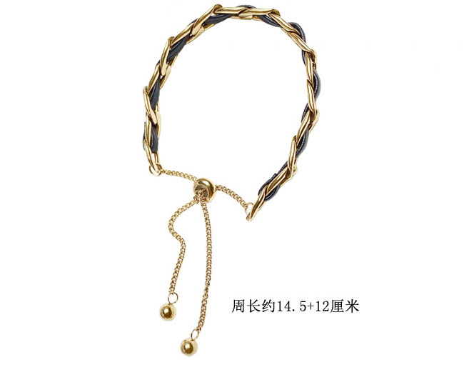 Wholesale Bijoux Hit Couleur Perles Dorées Tressées Gland Bracelet Réglable En Acier Titane Nihaojewelry display picture 1