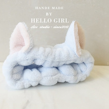 卡通猫耳朵洗脸发带法兰绒可爱立体洗漱化妆敷面膜发饰跨境亚马逊