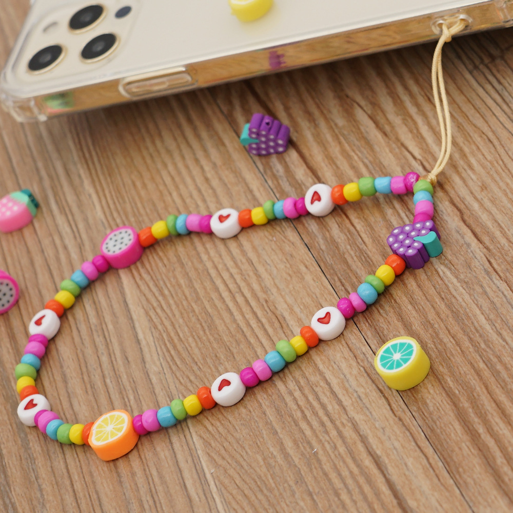 Fashion Letter Beaded Hand-woven Colorful Beads Mobile Phone Chain display picture 5