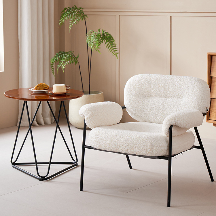 Lamb Velvet Sofa Chair Single Person Creative Backrest Casual Cyber Popular Light Luxury Reclining Sleepable Cream Style Ins Lazy Chair
