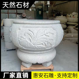 仿古花盆花岗岩石盆庭院花园做旧石盆室内养鱼盆鱼缸观赏盆石头盆