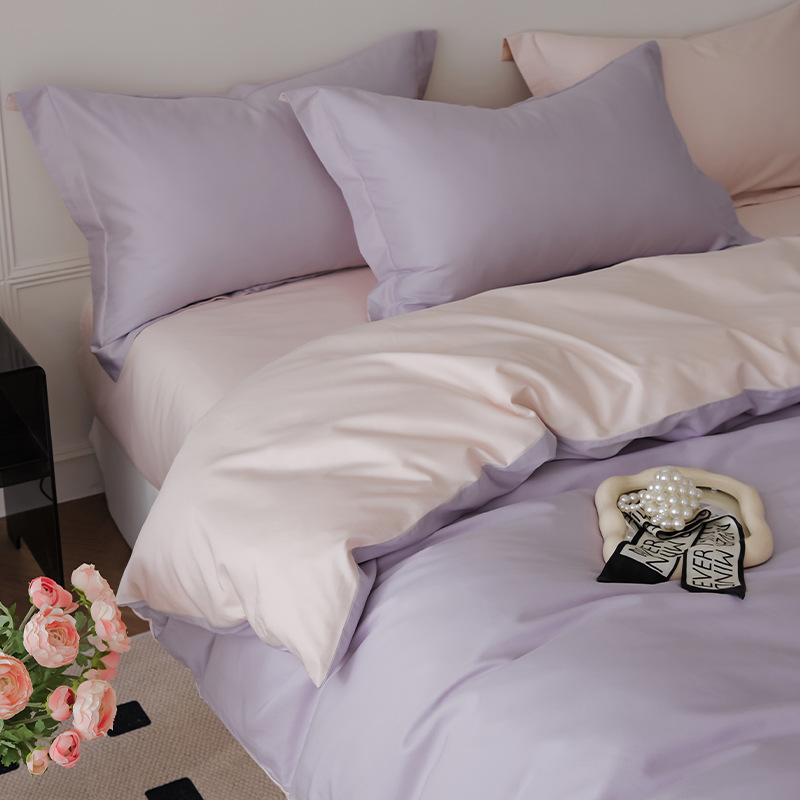 2025 100 sábanas de satén de algodón de fibra larga de cuatro piezas de algodón, sábana de edredón de algodón puro, ropa de cama de lujo ligera