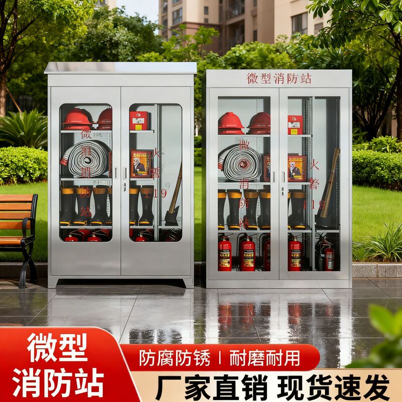 Stainless Steel Fire Cabinet Emergency Supplies Cabinet Mini Fire Station Fire Extinguishing Equipment Display Cabinet Equipment Supplies Storage Cabinet