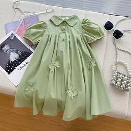 女童蝴蝶结连衣裙女宝宝夏季公主裙中大童洋气礼服女宝宝时尚裙子