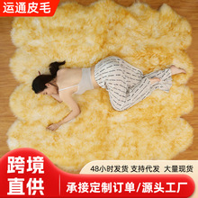 跨境白色羊毛加厚地毯卧室床边地毯沙发坐垫皮毛一体羊皮垫羊毛坐