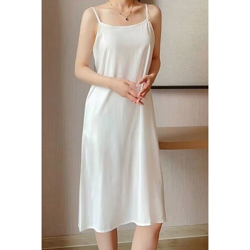 Cotton Anti-See-Through Underskirt for Women, Qipao, Hanfu, Anti-Exposure Inner Wear, Loose Lining Skirt, White Camisole Dress
