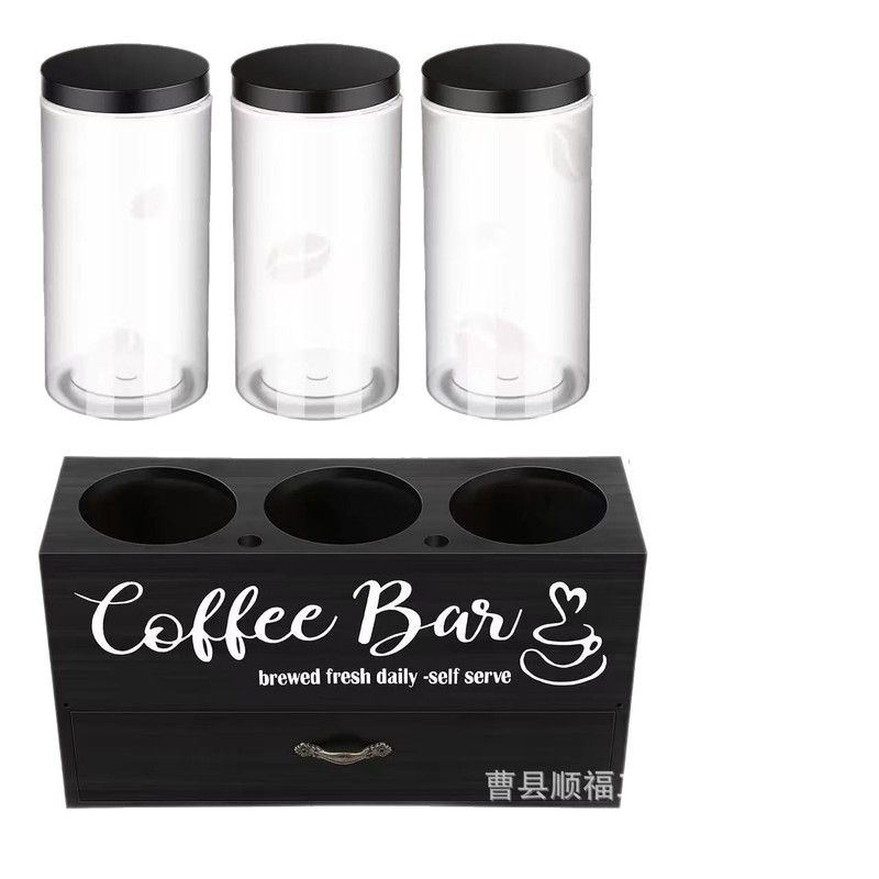 シンプルな木製コーヒージャー収納ラックデスクトップコーヒーカプセル収納ボックス木製ミルクティーバッグコーヒー豆収納ボックス|undefined