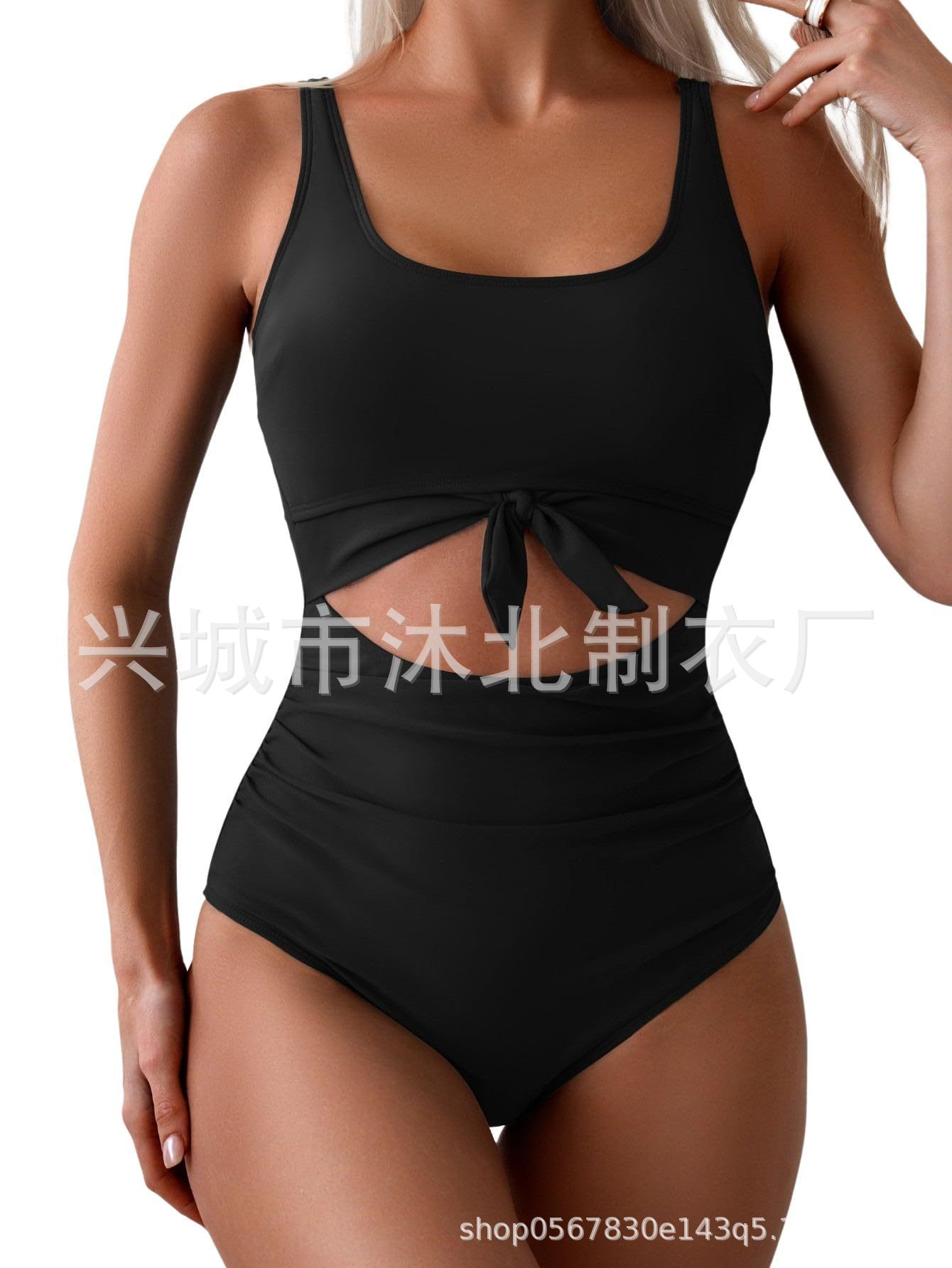 Nuevo traje de baño bikini sexy multicolor transfronterizo europeo y americano Traje de baño de una pieza hueco de costura de comercio exterior de Amazon 2025 image 1