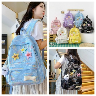 High-value schoolbag female cute primary school all-match backpack large capacity embroidery junior high school students shoulder bag cross-border bags