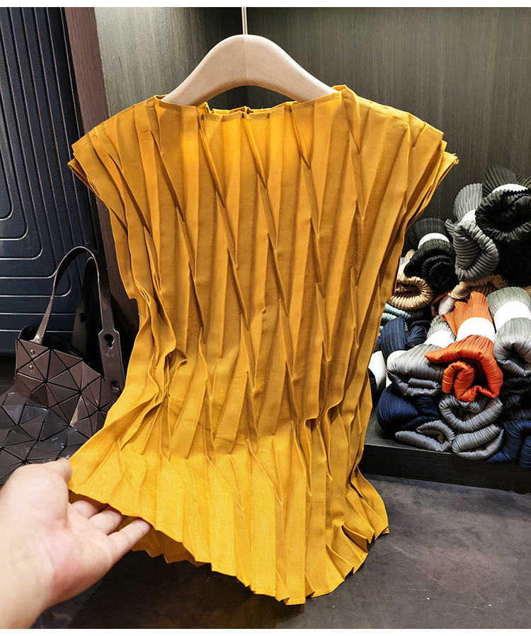 Bộ đồ thời trang nữ mùa hè áo không tay quần ống đứng xếp ly — Màu đen, Màu cà phê, Màu hồng, Màu xanh đậm chi tiết 14