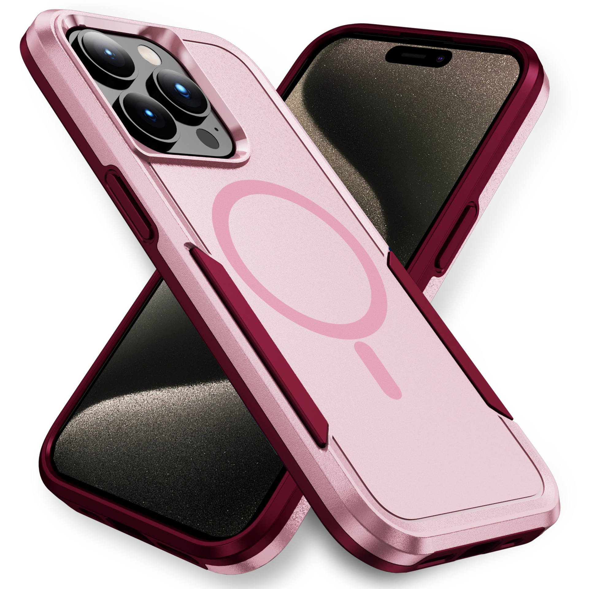 Совместим с iPhone 15 Pro с магнитным кольцом и сильным магнитом, чехол для телефона 2-в-1, тонкий и лёгкий, защита от падений, экспортный матовый, защита от царапин