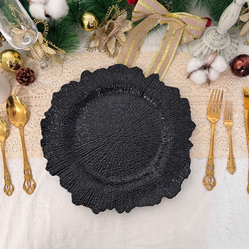 Foreign trade wedding hotel party disposable craft plate decorative plastic plate charger plate Foreign trade wedding hotel party disposable craft plate decorative plastic plate charger plate