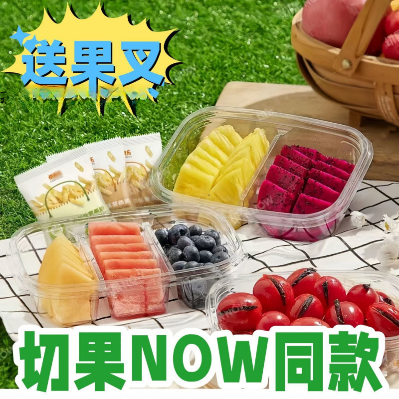 Now Fruit Box Fruit Platter Plastic Compartmentalized Salad Box Mousse Box Camping Disposable Lunch Box