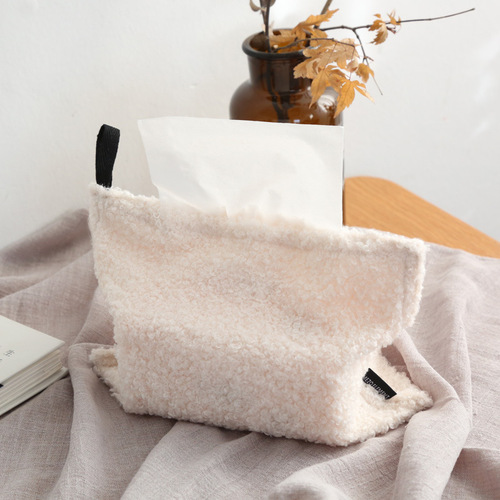Beautiful element circle velvet household living room tissue bag Nordic Teddy velvet desktop tissue set paper box tissue box