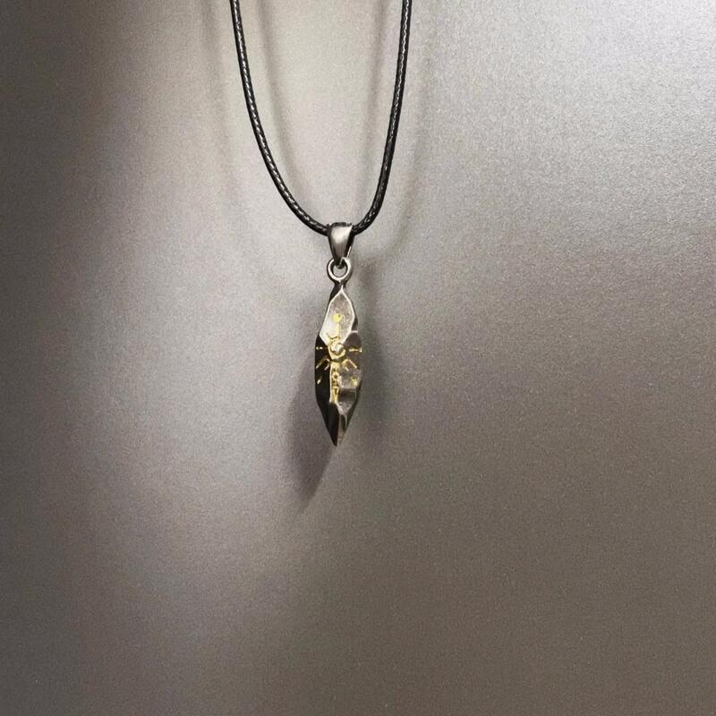Vintage Wishing Stone Men's Necklace Personalized Trendy Cool Meteorite Pendant Jewelry Neutral Style Stainless Steel Woolen Chain Accessories