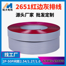 线束厂家批发定制ul2651红边灰排线26 28awg间距1.27多P并排线