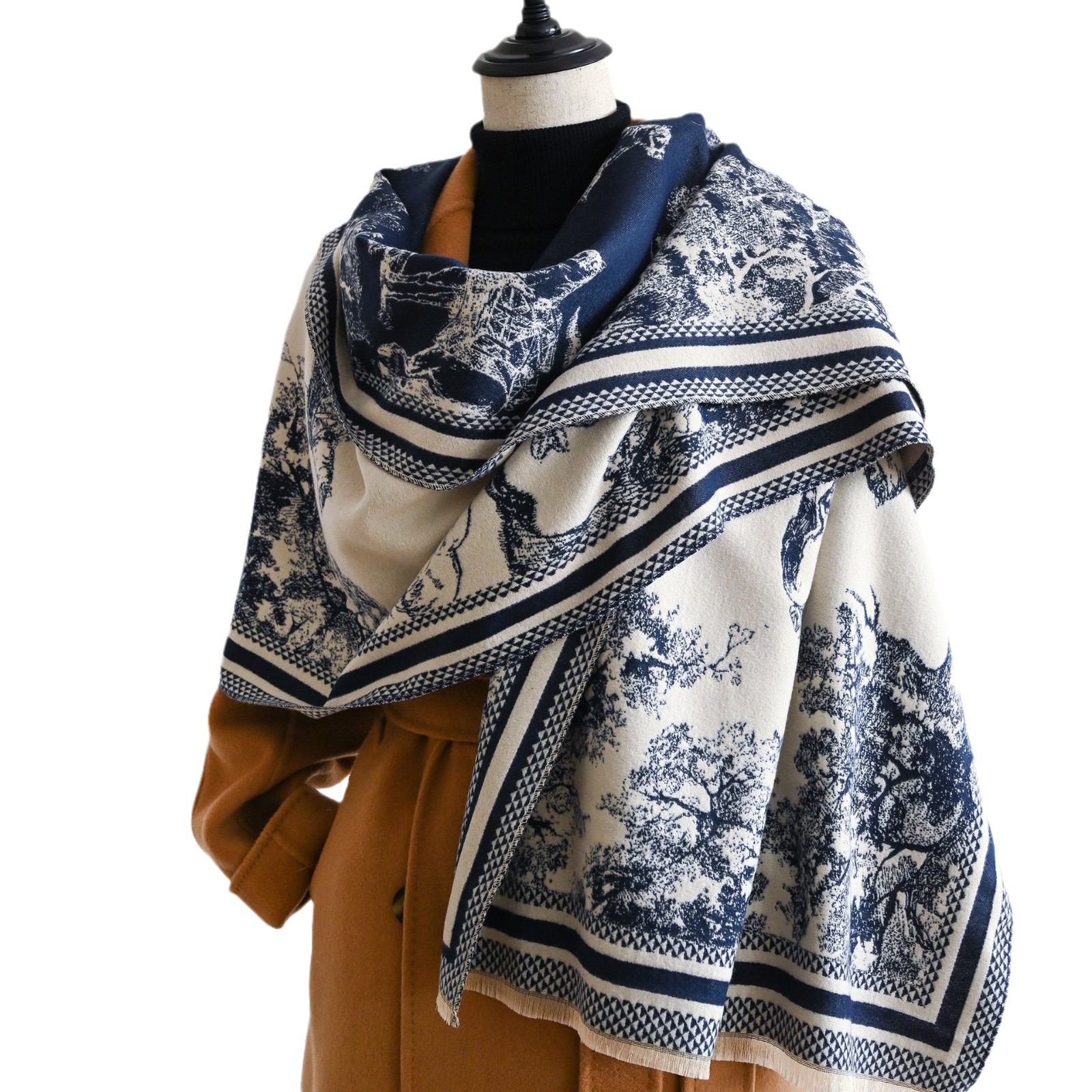 2024 estilo occidental de alto nivel frío chal Jacquard bufandas de cashmere nueva moda otoño invierno bufandas largas bufandas mujeres