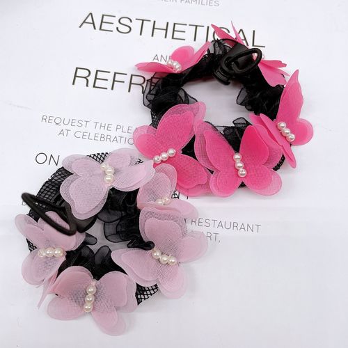 New bow dance elastic net headband girl performance hair tie hairband children's hair net wholesale