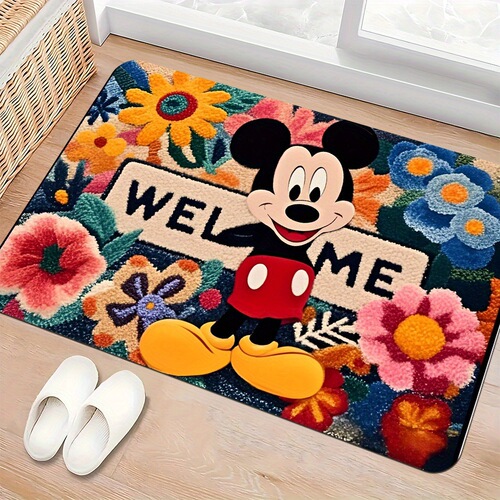 Mickey Crystal Velvet Door Mats Household Entrance Mats Bathroom Water Absorbable, Non-slip, Easy to Care, Foot Rub Door Mats