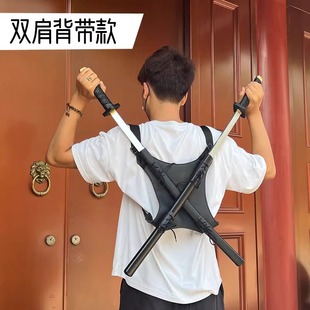 Cyberpunk Double-Edged Deadpool Deadpool Back Knife Double Knife Sword Children's Toy Boy Soft Plastic Weapon Sword Pu