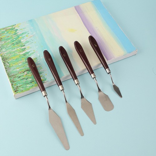 Factory Wholesale Watercolor Paints Stainless Steel Sculpture Knives Acrylic Oil Paints Wooden Set Sharp-Tip Round-Tip Flat-Tip Scraper