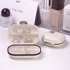 Support dropshipping for one piece, shell jewelry box, portable mini portable large capacity pill box, pill dispensing box for 7 days