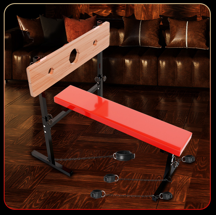 Jiuai SM Bondage Handcuffs Set with Iron Cuffs, PU Leather and Wooden Bench — detail image 30