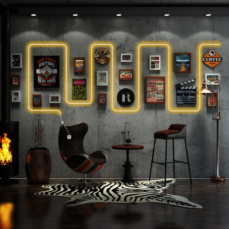 High Polymer 0025 Large Vintage Industrial Style Photo Wall Combination Decorative Painting Frame Wall Sticker