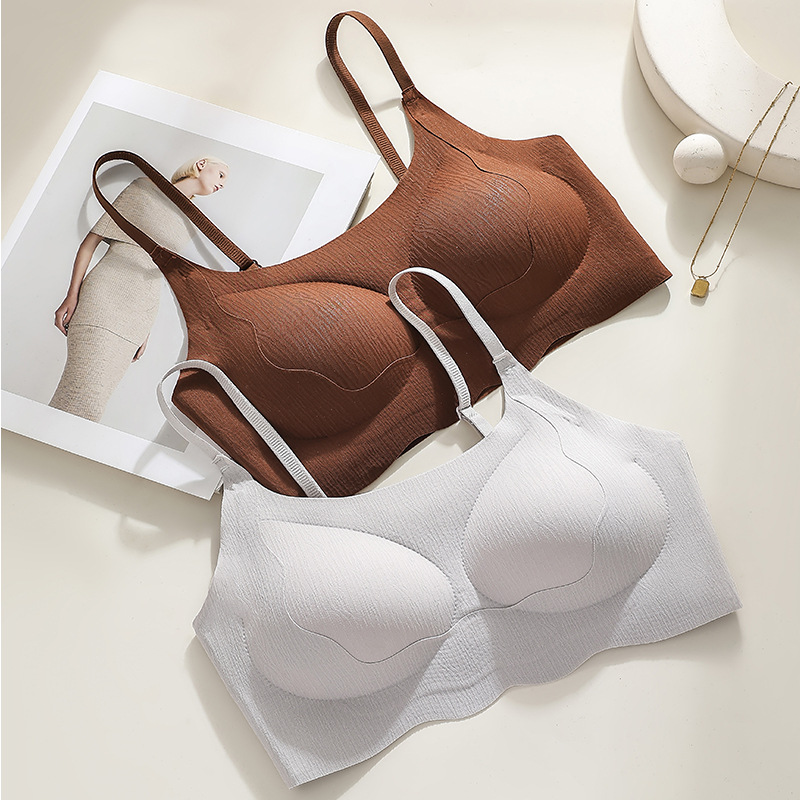 Nueva ropa interior con tirantes y tirantes, copa fija, sin costuras, sin anillo de acero, chaleco, sujetador antiflacidez