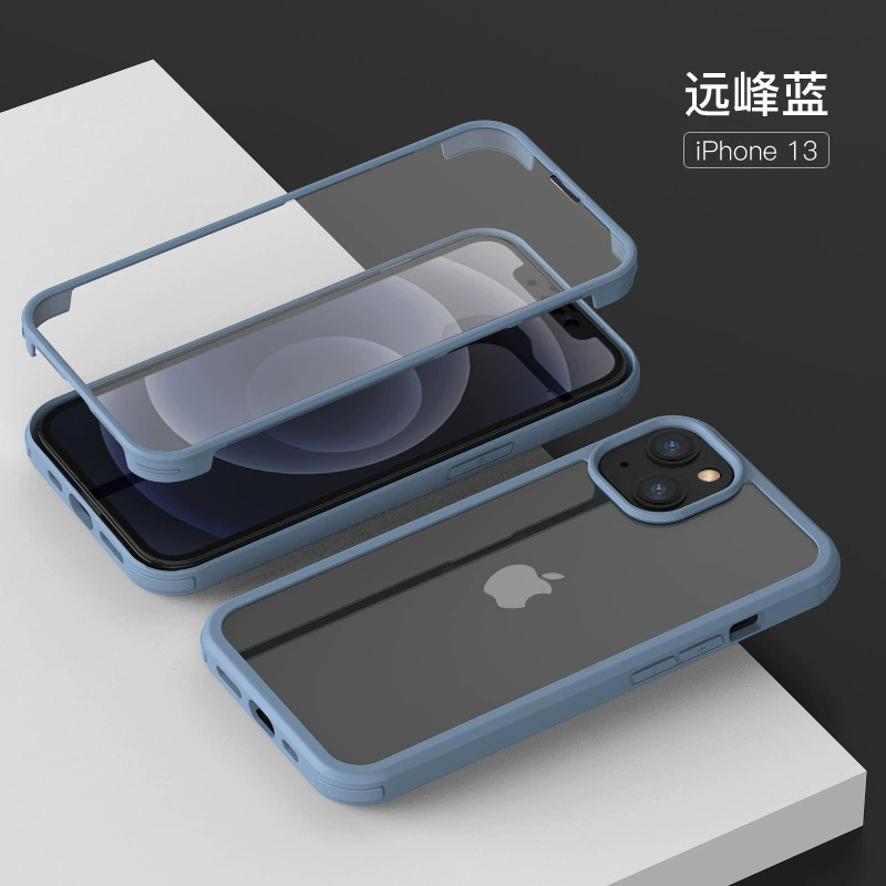 Защитный стеклянный чехол для телефона (Apple iPhone), двухсторонняя защита, ударопрочная рама TPU