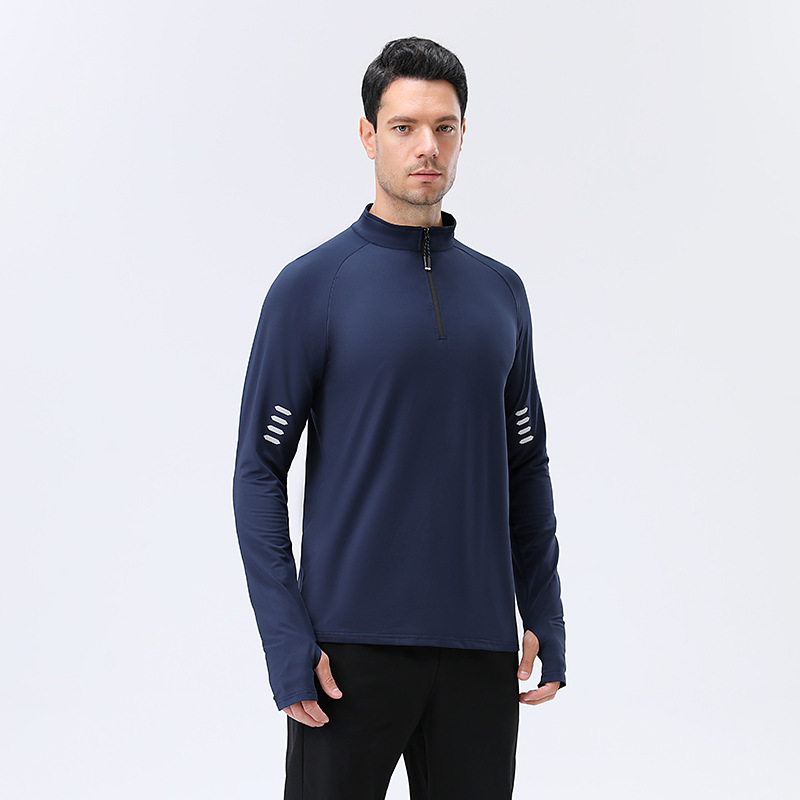 Otoño y invierno manga larga collar medio cremallera deportivo chaqueta de fitness chaqueta de entrenamiento transpirable ropa de correr se puede usar fuera