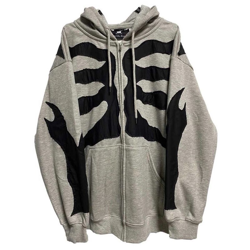 Oversized Cotton Embroidered Pullover Hoodie for Men and Women, Vintage-Style Zip-Up Hoodie, Full-Zip Hoodie with Puff Print