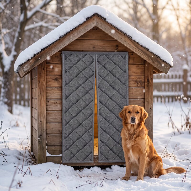 Winter pet cotton door curtain for cat and dog houses, outdoor windproof cotton door curtain, outdoor wind-blocking, warm and cold-proof dog house cotton door curtain