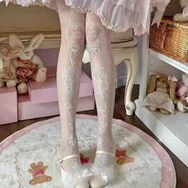 春夏薄款丝袜女洛丽塔日系印花连裤袜新Lolita袜子法式少女打底袜