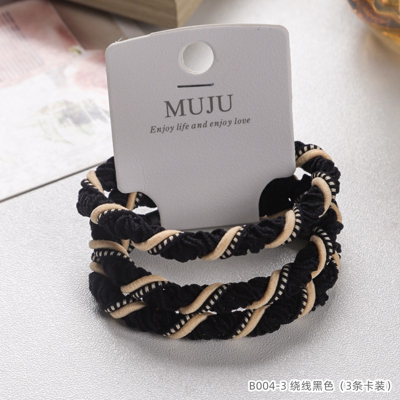 [Carga de tarjeta] sensación de alto nivel coreano de cabello de código de barras de moda de alta elasticidad de cabello anillo de cabello correa de cola de caballo