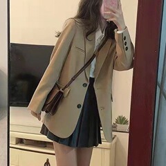 スーツのコートの女性の新型の百合2024春と秋の感じの小さい人のカジュアルな気質の中で長いコートの上着
