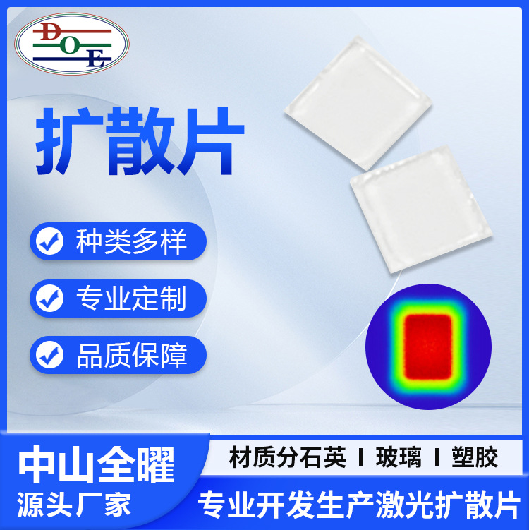 微阵列透镜 Diffuser 扩散片塑料PMMA衍射光珊DOE发散角72°X55°