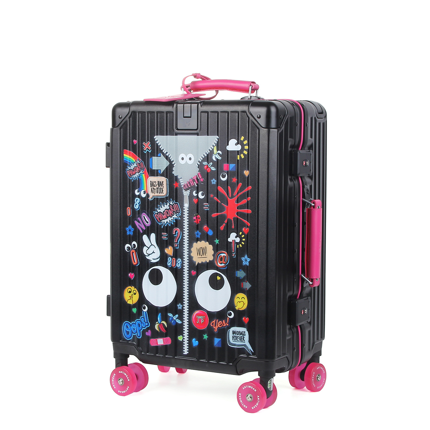 EYE THEME Nuevo anti-compresión de la cerradura de graffiti caja de tirón de puerta abierta con cremallera maleta de viaje A165 #