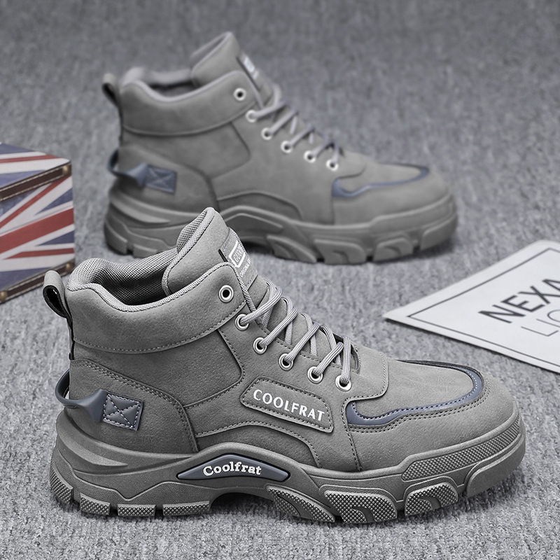 Primavera y otoño zapatos de hombre nuevas botas Martin altas tendencia de los hombres zapatos de herramientas de plataforma de todo fósforo botas cortas estilo personalizado transfronterizo image 3