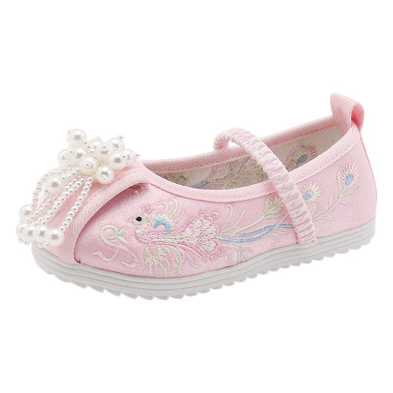 Прямые продажи с фабрики, детские юбки с конским лицом, детская обувь, туфли с вышивкой для девочек, костюмные туфли-чонсам, нефритовые бусины, туфли династии Хань, обувь для выступлений