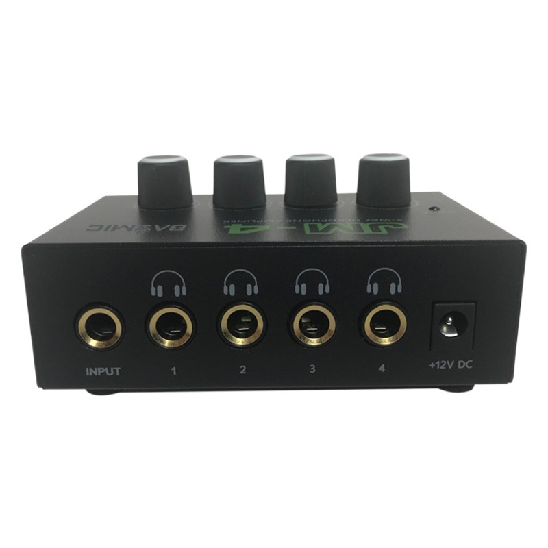 4-Way amplificador de auriculares de uno en cuatro de salida distribuidor de oído amplificador estéreo mezclador monitor de cuatro vías de mezcla dividida oído