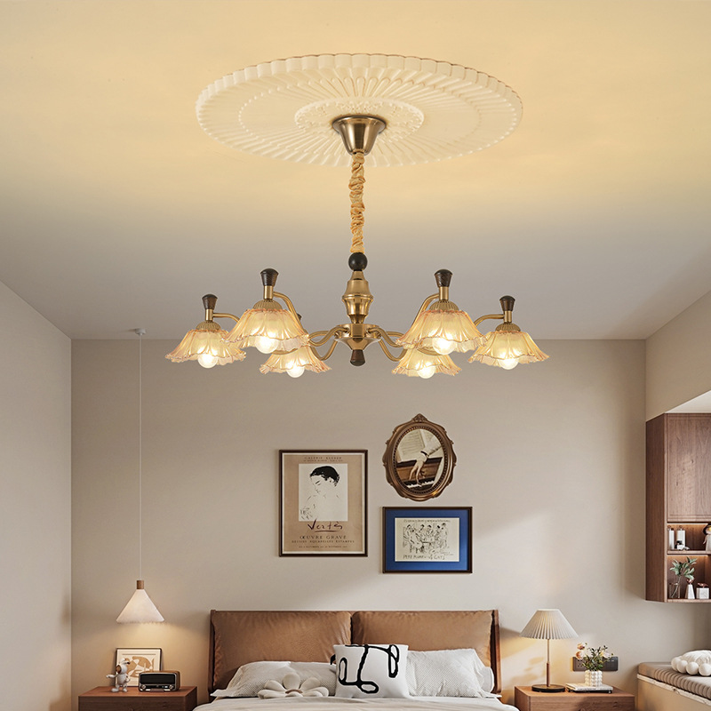 Lámpara de vela vintage americana lámpara de sala de estar lámpara principal atmósfera dormitorio comedor estilo francés medieval villa escalera lámpara