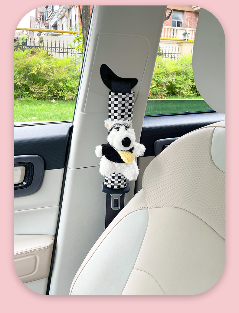 Plush Scribbled Dog Car Seat Belt Shoulder Cover Creative Car Seat Belt Anti-Strangle Protective Cover Car Interior Decoration